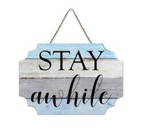 LMMIXEE Rusti Words Letters Wood Signs Stay Awhile Wall Art Vintage Wood Plaque Farmhouse Wall Decor for Home Bars Clubs Cafes Man Cave Party 8x12 inch