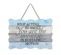 LMMIXEE Rusti Words Letters Wood Signs Stop Acting So Small Wall Art Retro Wood Plaque Farmhouse Wall Decor for Home Man Cave Door Porch Garden Party 8x12 inch
