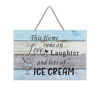LMMIXEE Rusti Words Letters Wood Signs This Home Runs on Love Laughter Wall Art Vintage Wood Plaque Farmhouse Wall Decor for Home Man Cave Door Porch Garden Party 6x10 inch