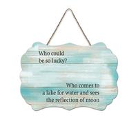 LMMIXEE Rusti Words Letters Wood Signs Who Could Be So Lucky Who Comes to A Lake for Water Wall Art Retro Wood Plaque Farmhouse Wall Decor for Home Man Cave Gate Garden Bars Cafes 6x10 inch