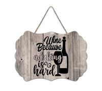 LMMIXEE Rusti Words Letters Wood Signs Wine Because Adulting Is Hard Wall Art Ancient Retro Wood Plaque Farmhouse Wall Decor for Home Bars Clubs Cafes Man Cave Party 6x10 inch