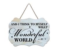 LMMIXEE Rustic Wooden Pallet Sign And I Think to Myself What A Wonderful World Wood Signs 8x12 inch Family Farmhouse Decor Wall Art for Living Room Living Room Bedroom Office