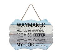 LMMIXEE Rustic Wooden Pallet Sign Waymaker Miracle Worker Promise Keeper Wood Signs 6x10 inch Farmhouse Wall Decor Wall Art Hanger Home Decor for Kitchen Bedroom Living Room Foyer