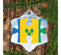 LMMIXEE Saint Vincent And The Grenadine Christmas Decorations For Tree Puzzle Personalized Christmas Ornaments 2024 Ceramics Saint Vincent And The Grenadine Souvenir Xmas Tree Pendant