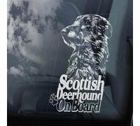 LMMIXEE Scottish Deerhound on Board Car Window Sticker Scottish Deerhound Dog Sign Decal Dog Mom Dad Vinyl Die Cut Decals Funny Dog Bumper Stickers Scottish Deerhound Dog Owner Gift