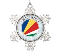 Lmmixee Seychelles Flag Christmas Ornaments 2023 Seychelles Travel Snowflake Ornament Country City Souvenir Christmas Tree Ornaments Novelty Metal New Year Party Decor