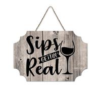 LMMIXEE Sips Gettin Real Wooden Pallet Vintage Funny Wood Signs With Quotes 6x10 inch Rustic Wooden Wall Art Farmhouse Decor Kitchen Wall Sign Home Decor Housewarming Gift
