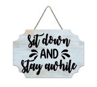 LMMIXEE Sit Down And Stay Awhile Wood Signs Words Letters Wooden Signs Farmhouse Family Wall Art Rustic Wall Decor for Bedroom Living Room Housewarming Gift 6x10 inch