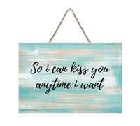 LMMIXEE So I Can Kiss You Anytime I Want Wood Sign Words Letters Wood Plaque Rustic Wall Hanger Farmhouse Wall Art for Home Kitchen Bathroom Living Room 8x12 inch