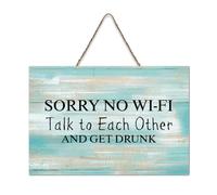 LMMIXEE Sorry No Wi-Fi Talk to Each Other And Get Drunk Wooden Pallet Wood Signs 8x12 inch Rustic Wooden Wall Art Farmhouse Decor Kitchen Retro Hanging Sign Housewarming Gift