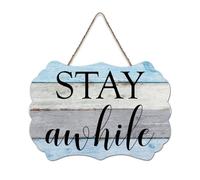 LMMIXEE Stay Awhile Wood Signs Words Letters Wooden Signs Farmhouse Family Wall Art Rustic Wall Decor for Living Room Living Room Bedroom Office 8x12 inch