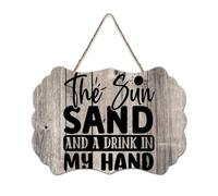 LMMIXEE Sun Sand And A Drink in My Hand Wood Signs Words Letters Wooden Signs Farmhouse Wall Art Rustic Wall Decor for Living Room Bedroom New House Gift 8x12 inch
