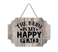 LMMIXEE The Barn Is My Happy Place Vintage Country Wood Plaque Motivational Wall Art Rustic Wall Decorations for Living Room Kitchen Wall Sign Home Decor Housewarming Gift 8x12 inch
