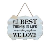 LMMIXEE The Best Things in Life Are The People We Love Vintage Country Wooden Sign Wall Decorations for Living Room Rustic Wall Art Kitchen Retro Hanging Sign Housewarming Gift 8x12 inch