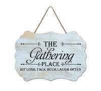 LMMIXEE The Gathering Place Sit Long Talk Much Laugh Often Modern Rustic Wood Plaque Wall Art Rustic Wall Decorations for Living Room Kitchen Wall Sign Home Decor Housewarming Gift 8x12 inch