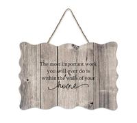 LMMIXEE The Most Important Work You Will Ever Do Wood Signs Inspirational Quote Wood Plaque Farmhouse Wall Art Rustic Wall Decor for Kitchen Bedroom Living Room Foyer 8x12 inch