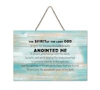 LMMIXEE The Spirit of The Lord God Is upon Me Wood Sign Motivational Quote Wood Plaque Farmhouse Family Wall Art Rustic Wall Decor for Home Bedroom Kitchen Living Room 6x10 inch