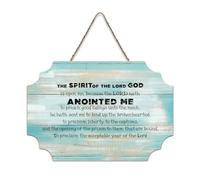 LMMIXEE The Spirit of The Lord God Is upon Me Wood Sign Words Letters Wood Plaque Farmhouse Wall Art Rustic Wall Decor for Home Bedroom Kitchen Living Room 8x12 inch