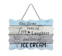 LMMIXEE This Home Runs on Love Laughter Funny Wood Plaque Motivational Wall Art Rustic Wall Decorations for Living Room Kitchen Home Decor Hanging Signs Housewarming Gift 6x10 inch