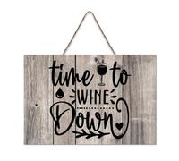 LMMIXEE Time to Wine Down Wooden Pallet Funny Wood Signs with Inspirational Quotes 8x12 inch Rustic Wooden Wall Art Farmhouse Decor Kitchen Retro Hanging Sign Housewarming Gift