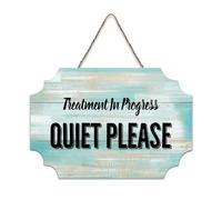 LMMIXEE Treatment In Progress Quiet Please Wood Sign Words Letters Wooden Signs Farmhouse Decor Wall Art Wall Hanger Sign for Home Kitchen Bathroom Living Room 6x10 inch