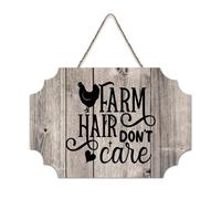 LMMIXEE Vintage Boho Wooden Pallet Sign Farm Hair Don't Care Wood Signs 6x10 inch Farmhouse Wall Art Home Decor Hanger Family Wall Decor for Living Room Living Room Bedroom Office