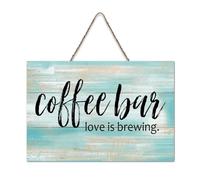 LMMIXEE Vintage Country Wooden Pallet Sign Coffee Bar Love Is Brewing Wood Signs 6x10 inch Family Wall Decor Farmhouse Decor Wall Art Hanger for Home Kitchen Bathroom Living Room