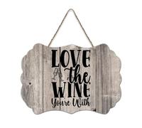 LMMIXEE Vintage Country Wooden Pallet Sign Love The Wine You're With Wood Signs 6x10 inch Farmhouse Wooden Family Wall Art Decor Wall Hanger for Kitchen Bedroom Living Room Foyer