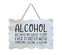LMMIXEE Vintage Wooden Pallet Sign Alcohol Because No Great Story Wood Signs 8x12 inch Family Wall Decor Farmhouse Decor Wall Art Hanger for Kitchen Bedroom Living Room Foyer