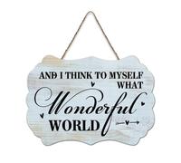 LMMIXEE Vintage Wooden Pallet Sign And I Think to Myself What A Wonderful World Wood Signs 6x10 inch Wooden Family Wall Art Decor Wall Hanger for Bedroom Living Room Housewarming Gift