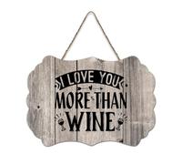 LMMIXEE Vintage Wooden Pallet Sign I Love You More Than Wine Wood Signs 6x10 inch Farmhouse Wall Decor Wall Art Hanger Home Decor for Home Bedroom Kitchen Living Room