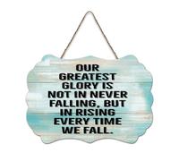 LMMIXEE Vintage Wooden Pallet Sign Our Greatest Glory Is Not in Never Falling Wood Signs 6x10 inch Farmhouse Wall Art Hanger Family Wall Decor for Home Kitchen Living Room Coffee Bar