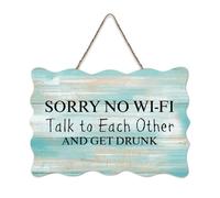 LMMIXEE Vintage Wooden Pallet Sign Sorry No Wi-Fi Talk to Each Other And Get Drunk Wood Signs 8x12 inch Wall Art Farmhouse Wall Decor for Bedroom Living Room Housewarming Gift