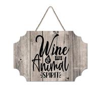 LMMIXEE Vintage Wooden Pallet Sign with Quotes Wine Is My Animal Spirit Wood Signs 6x10 inch Family Wall Decor Farmhouse Decor Wall Art Hanger for Kitchen Bedroom Living Room Foyer