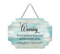 LMMIXEE WARNING Retired Person on The Premises Wood Sign Words Letters Wood Plaque Farmhouse Family Wall Art Rustic Wall Decor for Living Room Bedroom New House Gift 6x10 inch
