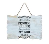 LMMIXEE Waymaker Miracle Worker Promise Keeper Retro Vintage Wooden Sign Wall Art Rustic Wall Decorations for Living Room Kitchen Retro Hanging Sign Housewarming Gift 6x10 inch