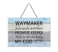 LMMIXEE Waymaker Miracle Worker Promise Keeper Wood Sign Words Letters Wood Plaque Farmhouse Wall Art Rustic Wall Decor for Home Bedroom Living Room Wedding Gifts 6x10 inch