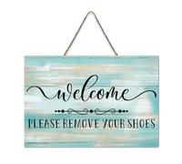 LMMIXEE Welcome Please Remove Your Shoes Vintage Country Wood Plaque Wall Decorations for Living Room Rustic Wall Art Kitchen Wall Sign Home Decor Housewarming Gift 8x12 inch
