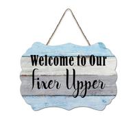 LMMIXEE Welcome to Our Fixer Upper Vintage Country Wood Plaque Motivational Wall Art Rustic Wall Decorations for Living Room Kitchen Retro Hanging Sign Housewarming Gift 6x10 inch