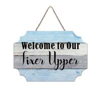 LMMIXEE Welcome to Our Fixer Upper Vintage Country Wood Plaque Motivational Wall Art Rustic Wall Decorations for Living Room Kitchen Wall Sign Home Decor Housewarming Gift 8x12 inch