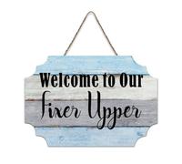 LMMIXEE Welcome to Our Fixer Upper Vintage Country Wooden Signs Wall Art Rustic Wall Decorations for Living Room Kitchen Home Decor Hanging Signs Housewarming Gift 6x10 inch