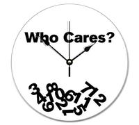 LMMIXEE Who Cares Clock Retirement Vacation 10 Inch Round Wall Clocks Battery Operated Silent Retired Home Decor Wall Decor for Living Room Kitchen Bedroom Office