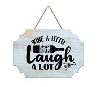 LMMIXEE Wine A Little Laugh A Lot Wood Sign Words Letters Wood Plaque Farmhouse Family Wall Art Rustic Wall Decor for Home Kitchen Bathroom Living Room 8x12 inch