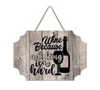 LMMIXEE Wine Because Adulting Is Hard Wood Signs Classic Quotes Wooden Signs Farmhouse Family Wall Art Rustic Wall Decor for Home Bedroom Kitchen Living Room 8x12 inch