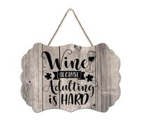 LMMIXEE Wine Because Adulting Is Hard Wooden Pallet Vintage Wood Plaque 8x12 inch Rustic Wooden Wall Art Farmhouse Decor Kitchen Wall Sign Home Decor Housewarming Gift