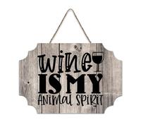 LMMIXEE Wine Is My Animal Spirit Vintage Boho Wooden Sign Motivational Wall Decorations for Living Room Rustic Wall Art Kitchen Retro Hanging Sign Housewarming Gift 8x12 inch