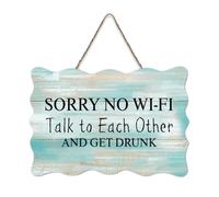 LMMIXEE Wooden Pallet Sign Sorry No Wi-Fi Talk to Each Other And Get Drunk Wood Signs 6x10 inch Farmhouse Wooden Family Wall Art Decor Wall Hanger for Home Bedroom Living Room Wedding Gifts