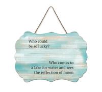 LMMIXEE Wooden Pallet Sign Who Could Be So Lucky Who Comes to A Lake for Water Wood Signs 8x12 inch Farmhouse Wall Decor Wall Art Hanger Home Decor for Living Room Living Room Bedroom Office