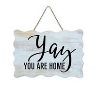 LMMIXEE YAY! You Are Home Vintage Funny Wooden Sign Motivational Wall Art Rustic Wall Decorations for Living Room Kitchen Wall Sign Home Decor Housewarming Gift 8x12 inch