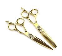 LMMOZOE Hair Cutting Scissors, 6 Inch Professional 440C Steel Tiger Clipper Gold Hairdressing Scissors Haircut Thinning Barber